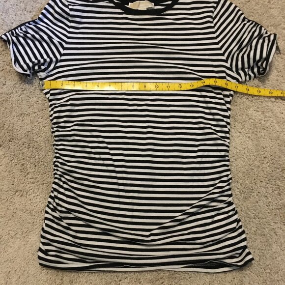 B&W French Stripe Stylish Zipper Sleeve Tee - Picture 11 of 15